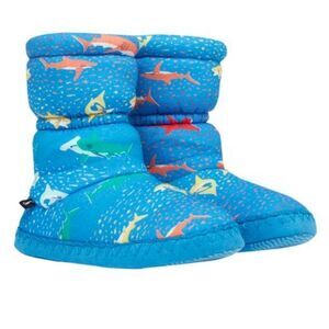 Joules Blue Rainbow Shark Padabout toddler Slipper Boot socks size 11 12…